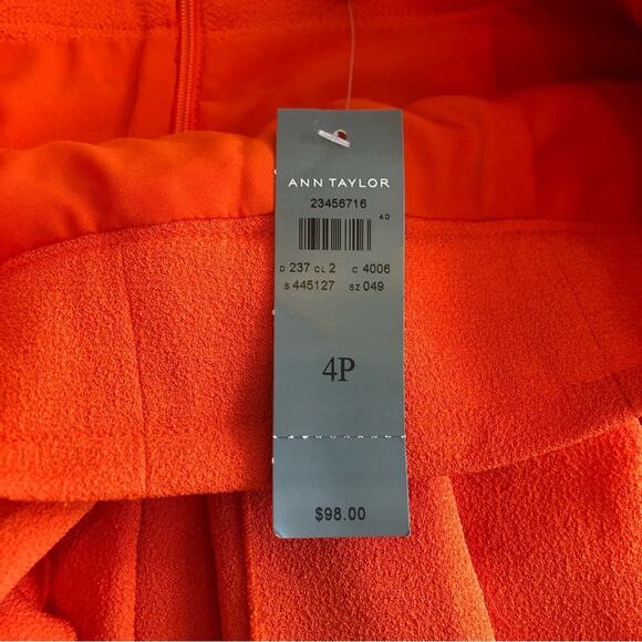 NWT Ann Taylor MIDI Skirt Women’s Sz 4 Pleated Orange Pleated Preppy Career - Picture 2 of 14
